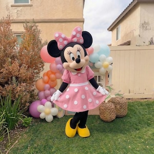 Disfraz de ratón rosa de Pascua para niños, vestido de fiesta de lunares para niñas pequeñas, disfraz de mascota de personaje para eventos de primavera, ropa de juego para niñas de cumpleaños