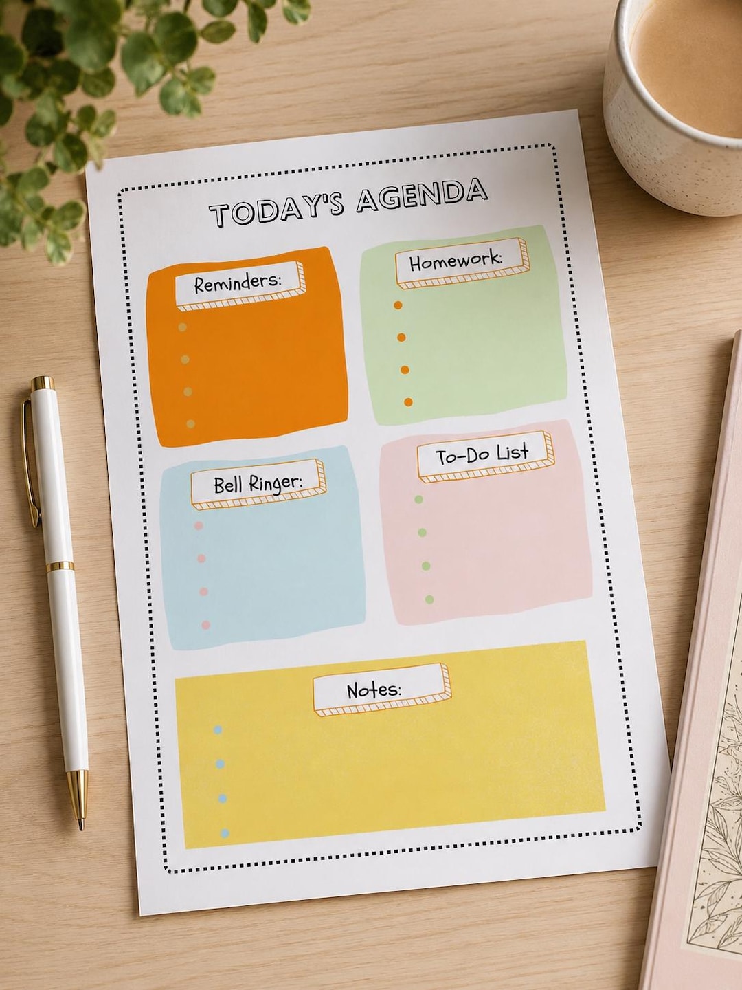 Today's Agenda Printable: Daily Planner for Students, Reminders