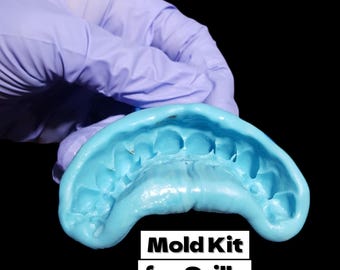 Aangepaste Grillz-malset voor tanden | DIY Grillz-afdrukkit | Set voor tandafdruk plamuur | Tandmallen voor boven- en ondertanden | Gouden Grillz Fit