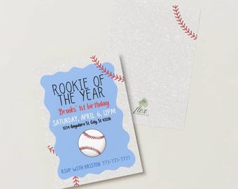 新人王1歳の誕生日招待状テンプレート、野球誕生日招待状、スポーツパーティー編集可能Canva