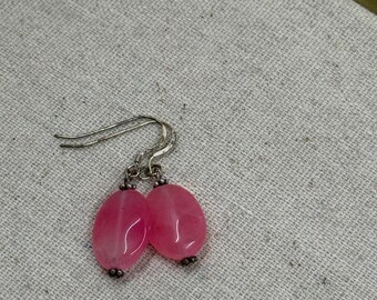 Pink Stone and Bali Silver Earrings on Sterling Silver Earwire