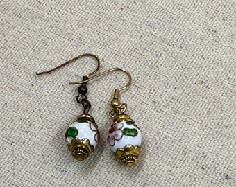 Antique Style Enameled Bead Dangle Earrings