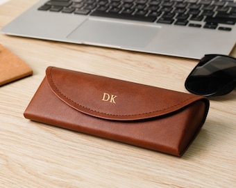 Personalized Retro Eyeglasses Case | Magnetic Vegan Leather Eyeglasses Case | Gift for Dad | Birthday Gift for Men