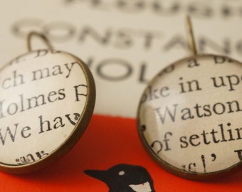 Sherlock Holmes earrings 'Holmes' and 'Watson' bronze earrings