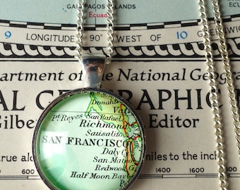Map necklace custom vintage maps. Select a location. Anywhere in the world.  Wedding necklace bride. bridesmaid. personalized