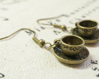 Bronze teacup earrings