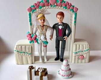 Vintage Fisher-Price Loving Family Wedding Playset Bride Groom Arch Cake Lot