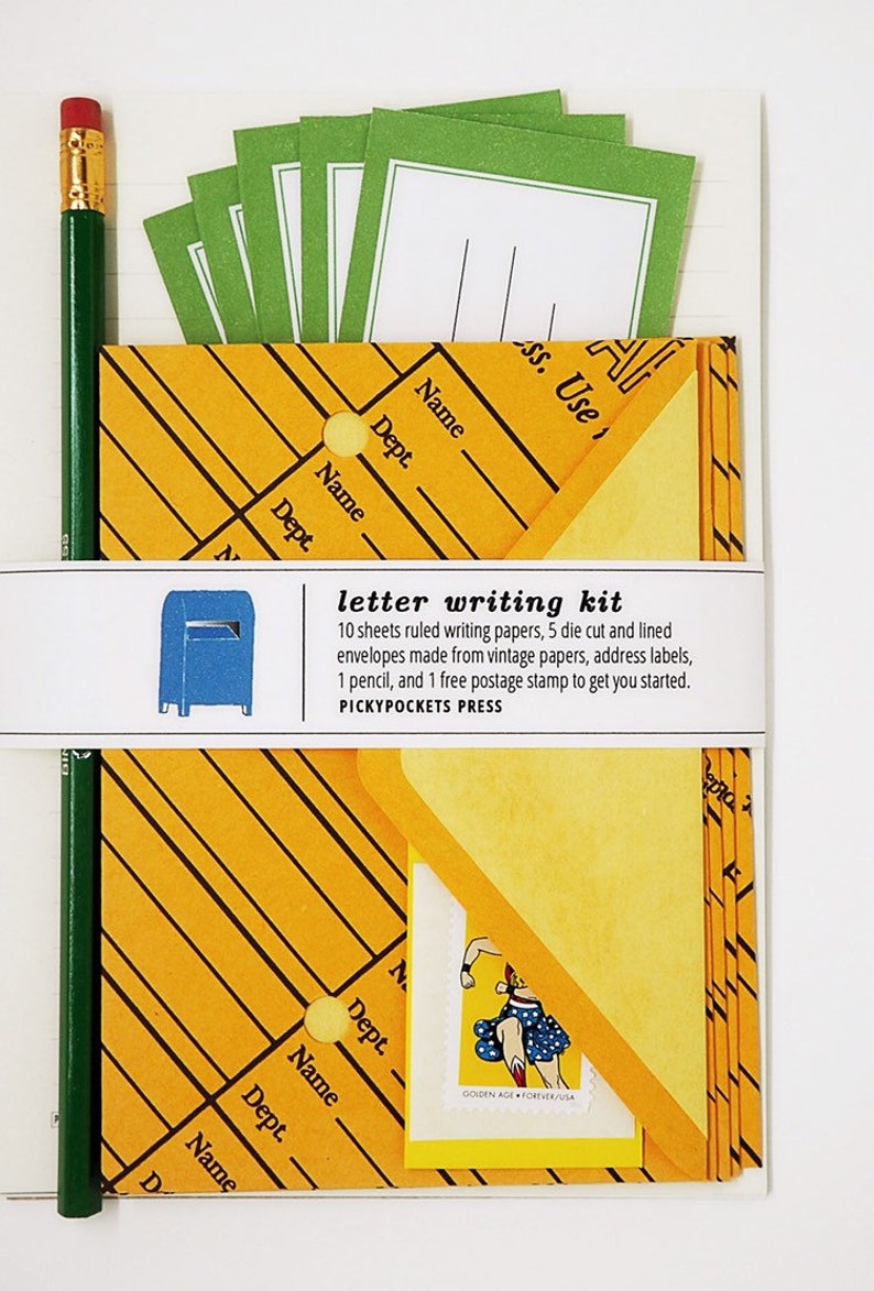 Letter writing set made with vintage papers