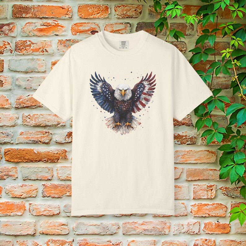 American Flag Bald Eagle T-shirt | Patriotic Vintage Eagle Tee | Soft Cotton Comfort Colors Ivory