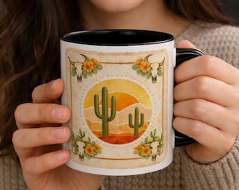 Südwesten Sonnenuntergang Kaktus Tasse | Akzent Kaffeetasse 11oz 15oz