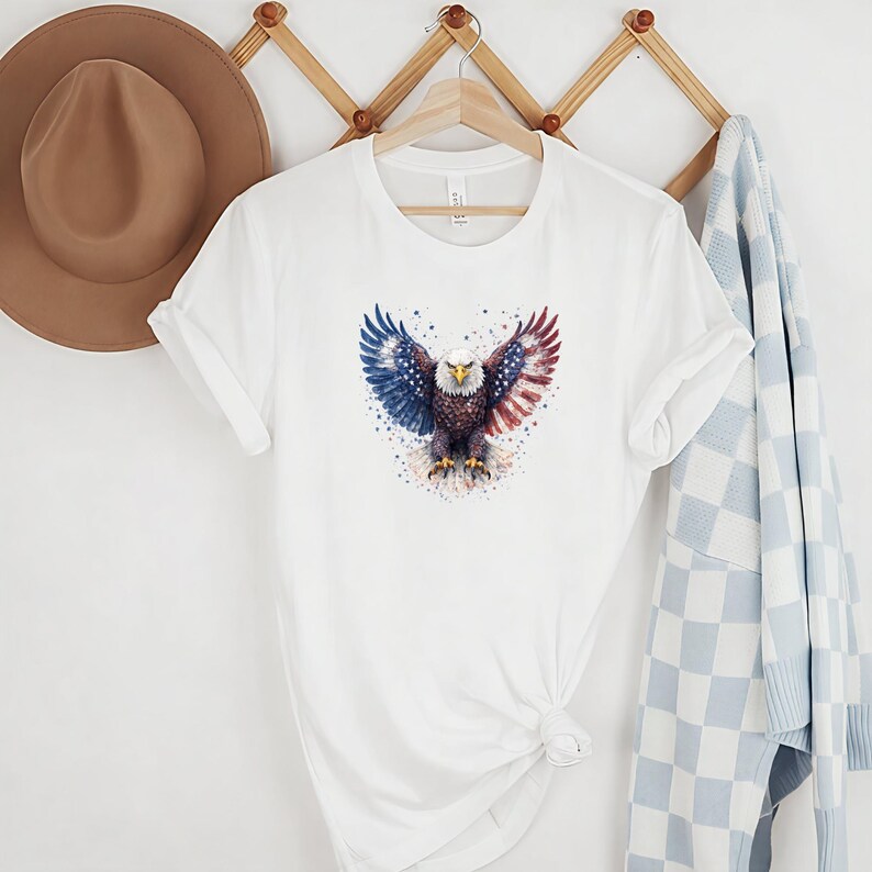 American Flag Bald Eagle T-shirt | Patriotic Vintage Eagle Tee | Soft Cotton Comfort Colors image 5