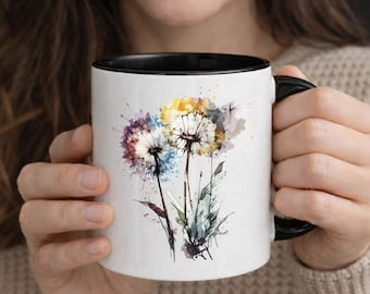 Aquarell Pusteblume Trio Tasse | Floral Splash Akzent Tasse (11oz, 15oz)