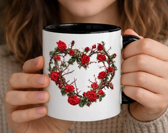 Rosen-Herz-Kranz-Becher | Akzent Kaffeebecher (11oz, 15oz)