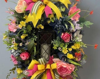 Floral Lantern Door Wreath