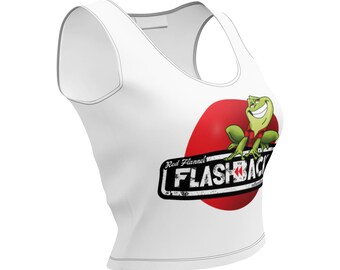 Czerwony flanelowy top Flashback Frog Crop Top – dopasowany do ciała, elastyczny krój