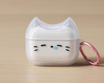 Sleepy Cat AirPods Case: Protective Silicone with Keyring Attachment (All Models)