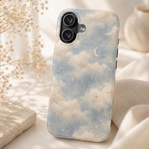 Molnhimmel Telefonskal Celestial Cloud iPhone-skal Mjukt estetiskt månestjärnedesign Neutralt drömskt Telefonskal
