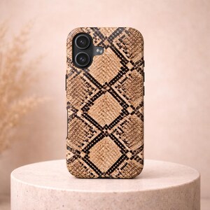 Snake Print Phone Case Neutral Python Pattern iPhone Case Beige Brown Aesthetic Phone Case Minimal Luxury Animal Print Case Trendy Chic