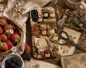English Cottage Kitchen Phone Case Vintage Jam Jars Botanical Floral iPhone Case