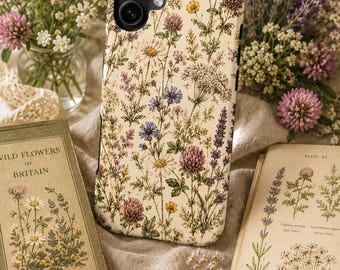 Vintage Wildflower Meadow Phone Case Cottagecore Floral iPhone Case Botanical Garden Aesthetic Delicate Flower Phone Case