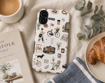 Copenhagen Hygge Living Phone Case Scandinavian Aesthetic Danish Travel iPhone Samsung Case Cozy Nordic Cottage European Lifestyle Gift