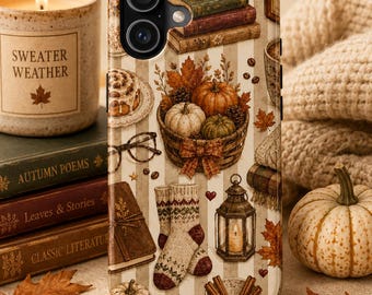 Cozy Autumn Reading Club Phone Case Fall Cottagecore iPhone Case Vintage Bookish Harvest Phone Cover Cozy Fall Aesthetic Gift