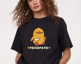Funny Duck with Knife Shirt, Psicopato Comfort Colors 1717 T-shirt, Oversized Aesthetic Cute Duck Graphic Tee, Meme Shirt Trendy, Edgy Alt