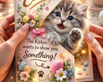 Frohe Ostern Animierte Video Karte | Kätzchen, Blumen, Eier (Digital Download)