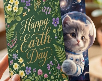 Animierte Earth Day Ecard | Kätzchen Astronaut Weltraum Animation (Digitales Video)