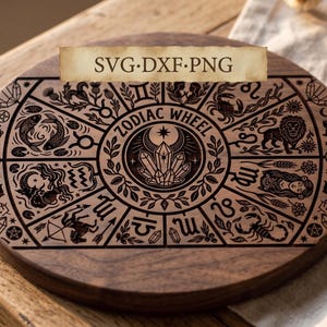Zodiac Astrology Wheel SVG | Botanical Birth Flower PNG DXF (Digital Download)