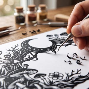 Svamp Månbåge SVG Klippfil | Goblincore Forest Gateway PNG DXF (Digital Nedladdning)
