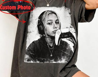 Maglietta Comfort Colors personalizzata con foto, t-shirt con immagine personalizzata, t-shirt in stile vintage, carica la tua immagine, regalo per lei o per lui