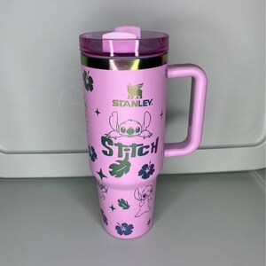 Stitch Tumbler Cup Custom Engraved – Personalized Stainless Steel Drinkware Purple