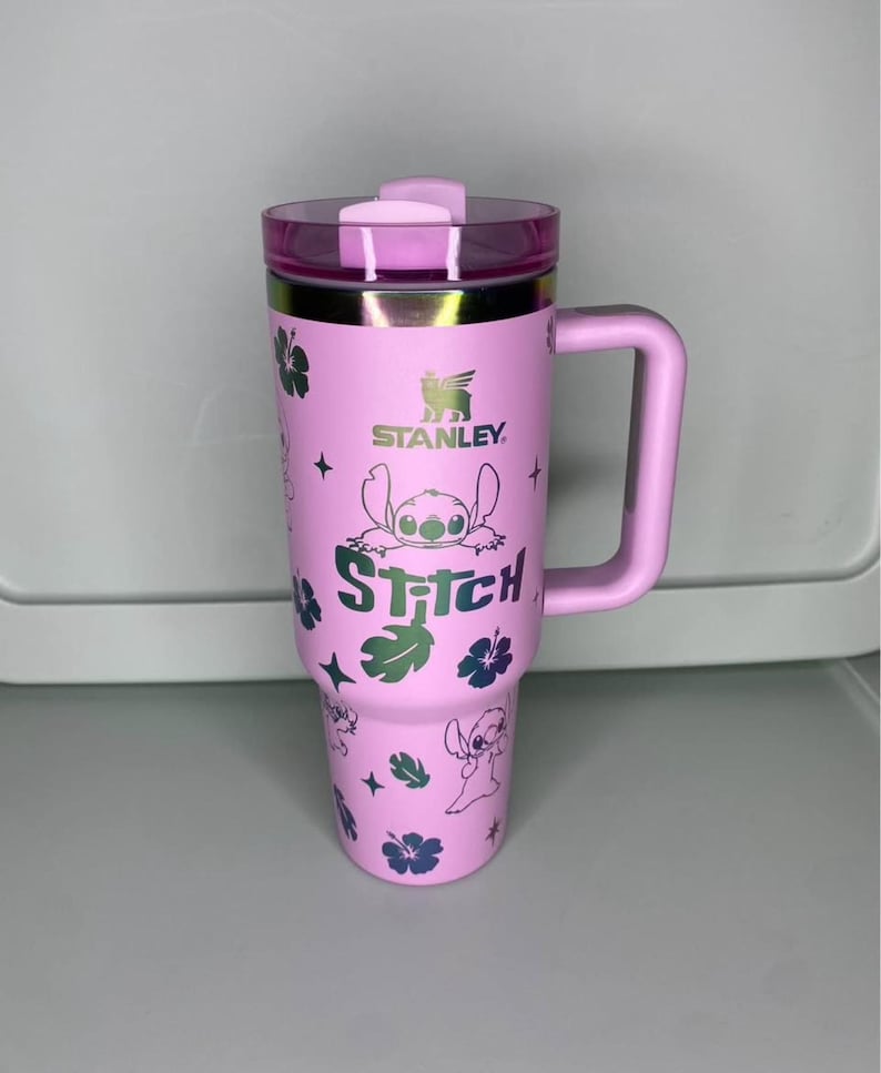 Stitch Tumbler Cup Custom Engraved – Personalized Stainless Steel Drinkware Purple