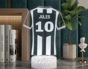 Personalisierte Fußball Jersey LED-Nachtlampe - Benutzerdefinierter Name, Zahlenlicht
