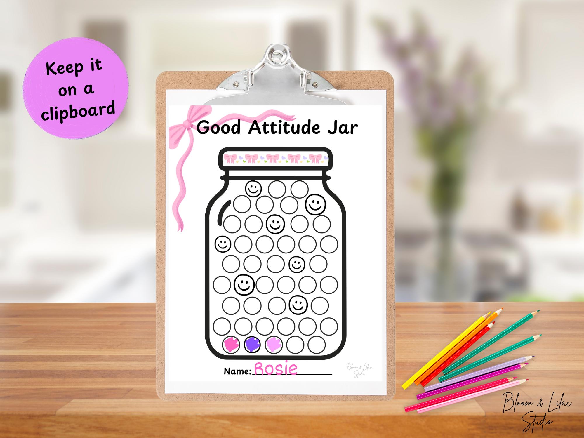 Good Attitude Jar Printable | Behavior Chart for Kids | Positive ...