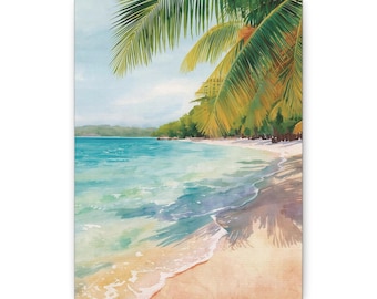 Tropical Beach Palm Trees Canvas | Matte Stretched Wall Art