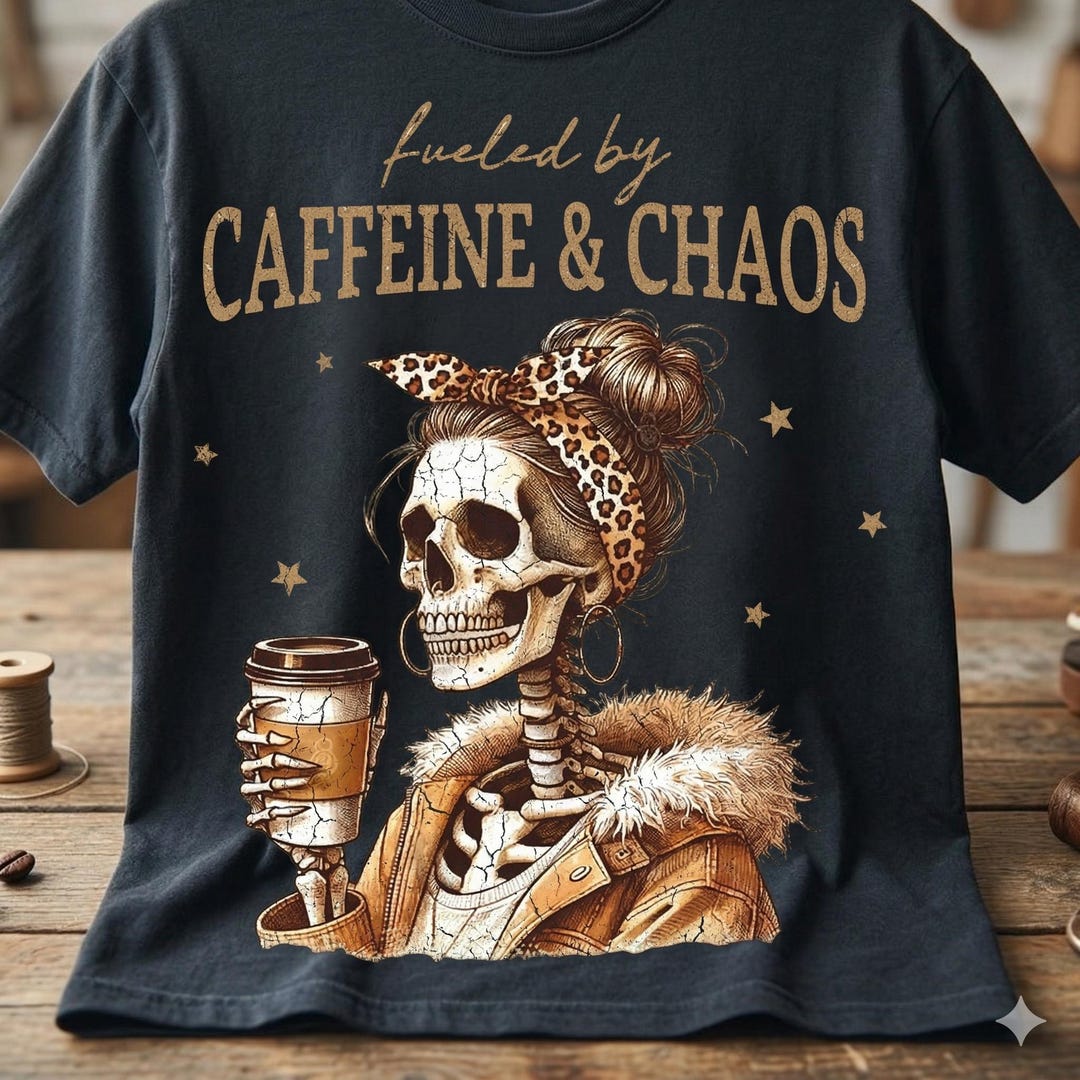 12 Skeleton Mom PNG Bundle | Fueled by Caffeine and Chaos | Gothic Boho ...
