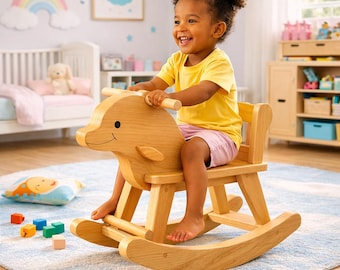 Aus Holz schaukelnder Delfin PDF | DIY Kleinkind Kinder Delphin Rocker Spielzeug Holzbearbeitung