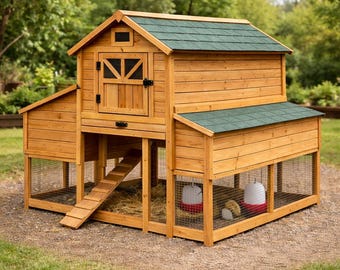 Großer Hühnerstall – Bauplan (PDF) | Selbstbau-Hühnerhaus aus Holz mit Auslauf | Geflügelstall-Bauplan für den Garten | Sofortiger digitaler Download
