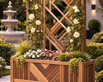 Pflanzkasten Rankgitter Pflanzkasten PDF | DIY Holz Chevron Erhöhte Gartenbeet Holzbearbeitung