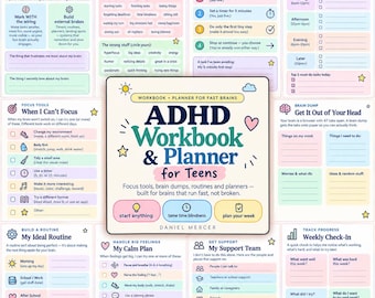 ADHS-Arbeitsbuch – Planer für Teenager (PDF zum Ausdrucken) | Konzentrationsübungen, Ideensammlung, Routinen & Tagesplaner | Digitaler Download