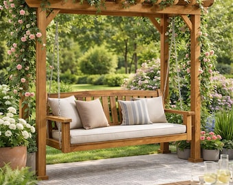 Pergola-Schaukel-Bauplan (PDF) | DIY-Gartenschaukel aus Holz mit Pergola | Baupläne für eine Verandaschaukel | Sofort-Download