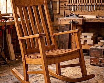 Bauplan für einen Schaukelstuhl aus Holz (PDF) | Klassischer Schaukelstuhl aus Eiche für die Veranda – DIY-Holzbearbeitung