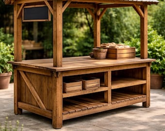 Bauplan für einen Pflanztisch im Freien (PDF) | DIY-Gartenwerkbank mit Dach | Bauplan für einen Pflanztisch aus Holz | Sofort-Download