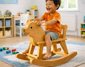 Kinder Schaukelbär Pläne PDF | DIY hölzernes Kleinkind-Bär Fahrt auf Spielzeug-Holzbearbeitungs-Projekt