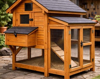 Bauplan für einen kleinen Hühnerstall (PDF) | Selbstgebautes Hühnerhaus aus Holz mit Auslauf | Geflügelstall-Baupläne für den Garten | Sofort-Download
