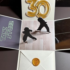 Exploding Box Tanzstunde – personalisierbar mit Foto, Zahl & Brief