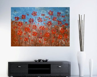 SALE SALE Original abstract Painting Palette knife Acrylic Painting Flower Painting Modern Art Handmade by Carola, 36" x 24" SALE