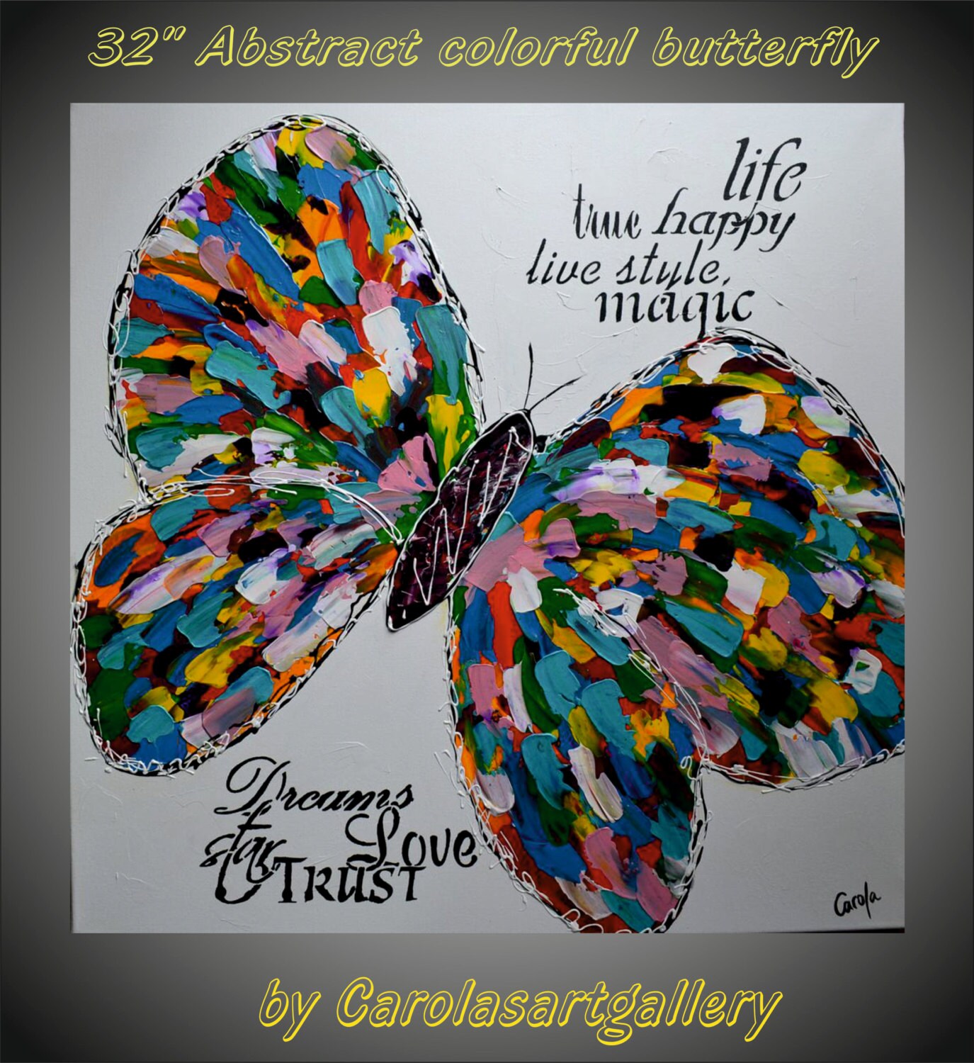 32 Original Abstract Butterfly Painting Acrylic Painting Impasto